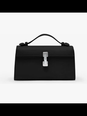 Structured Black Top-Handle Satchel with Silver-Tone Clasp